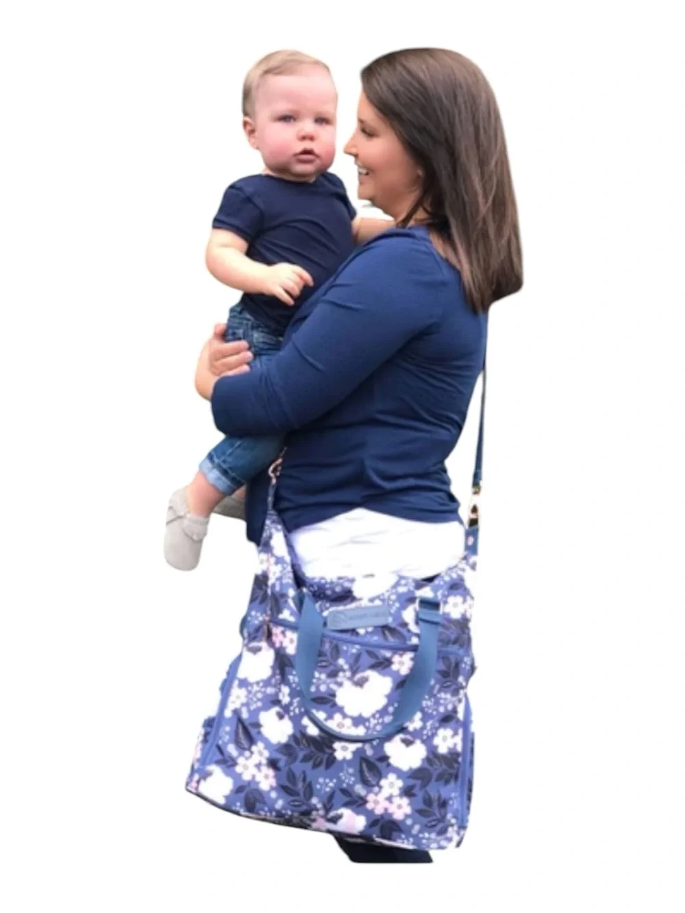 Sarah Wells “Le floral “ Lizzy Breast pump bag / diaper bag loads of pockets .